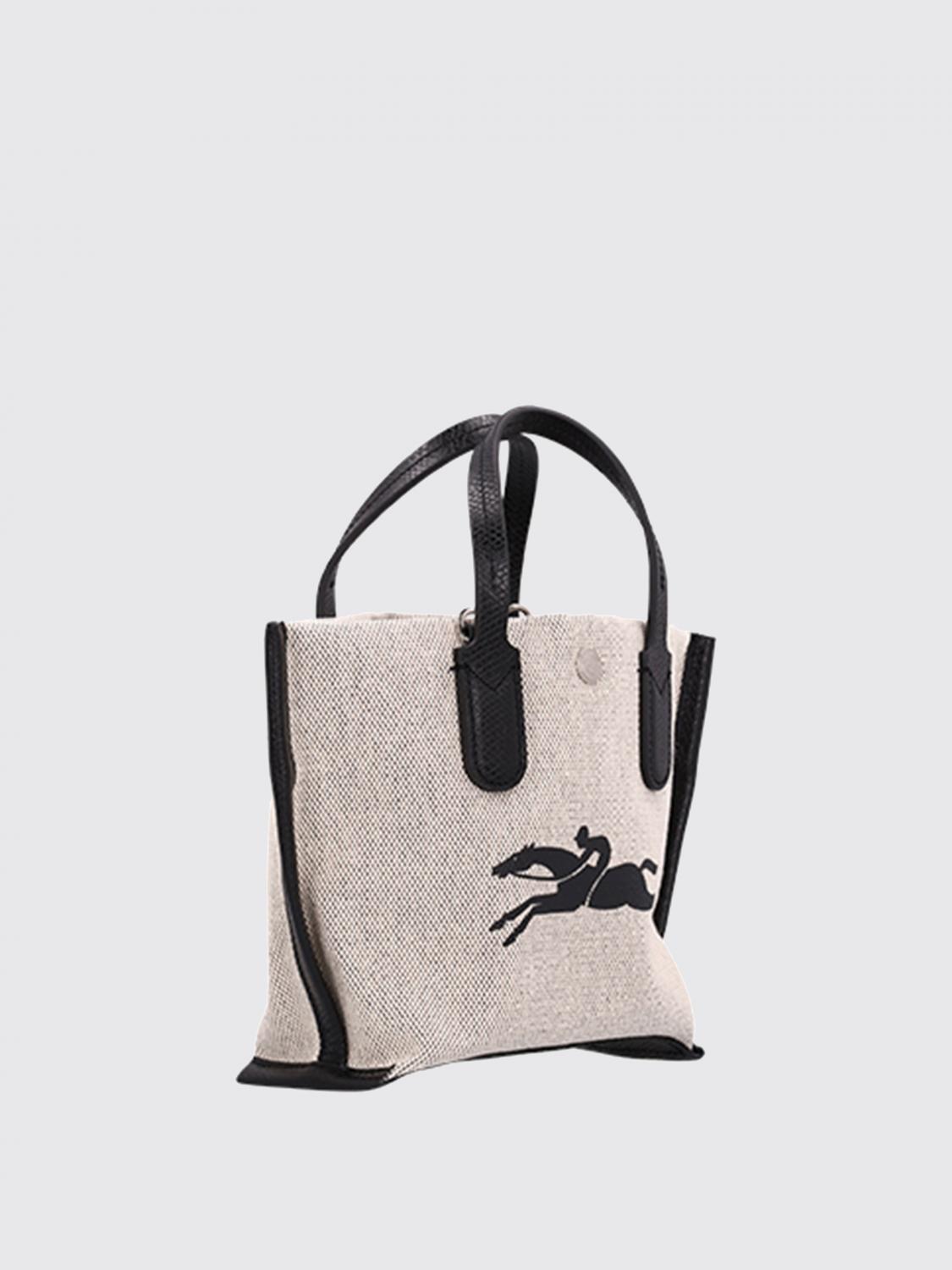 Longchamp Essential XS Tote Bag in Canvas and Leather - White