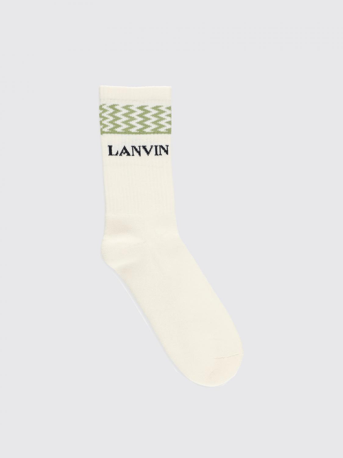 LANVIN CALZE: Calze Lanvin in cotone stretch con logo jacquard , Avorio - Img 1