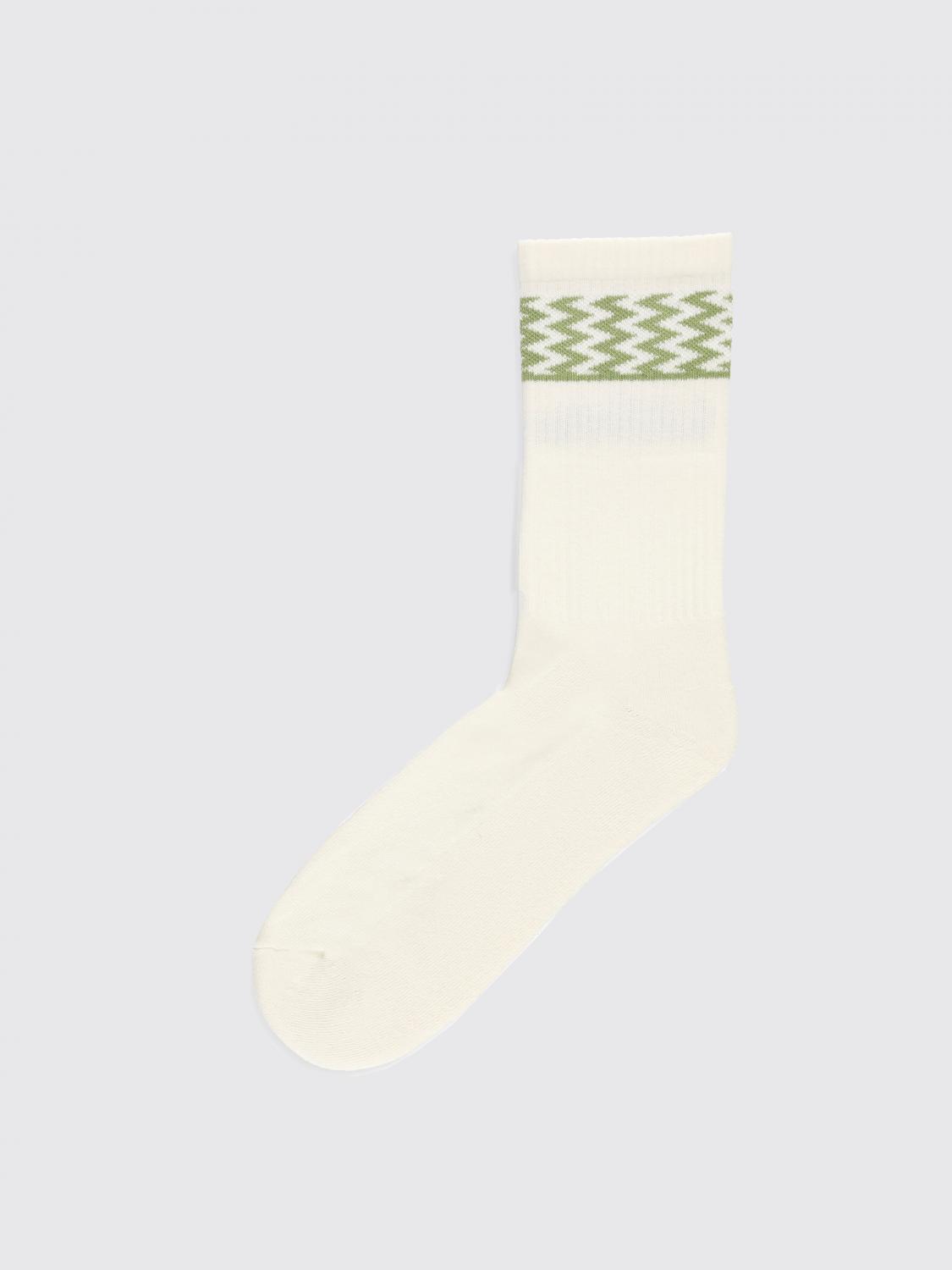 LANVIN CALZE: Calze Lanvin in cotone stretch con logo jacquard , Avorio - Img 2