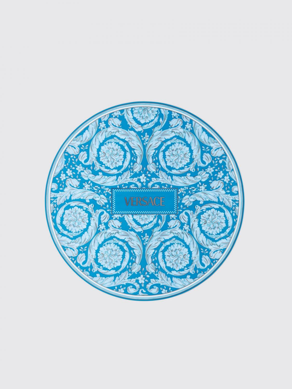 VERSACE HOME PIATTI: Piatto Barocco Teal Rosenthal x Versace Home in porcellana , Azzurro - Img 2