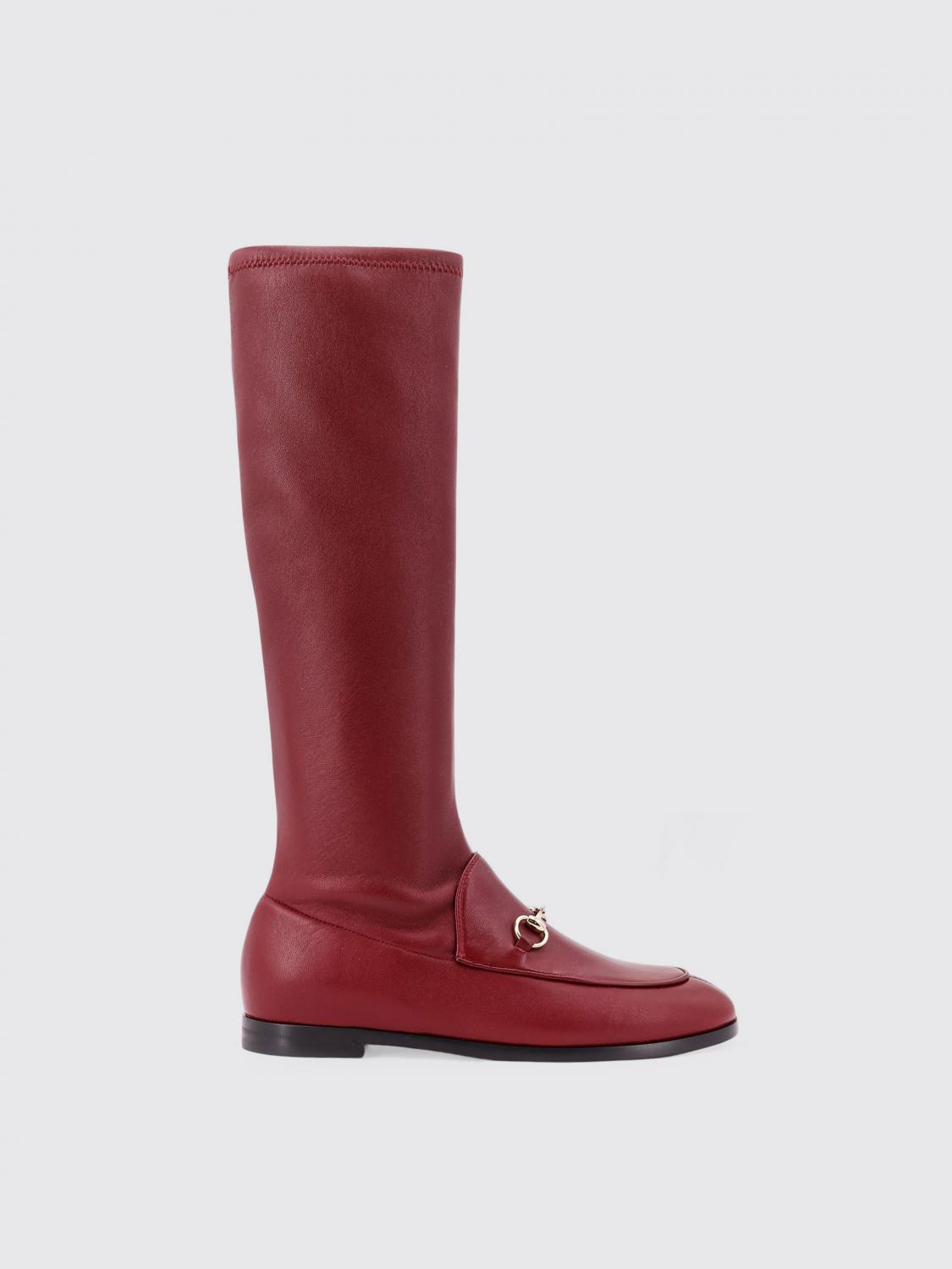 GUCCI STIVALI: Stivale Jordaan Gucci in nappa , Rosso - Img 1