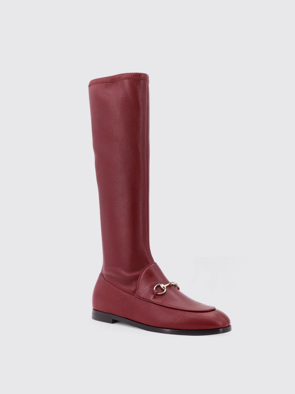 GUCCI STIVALI: Stivale Jordaan Gucci in nappa , Rosso - Img 2