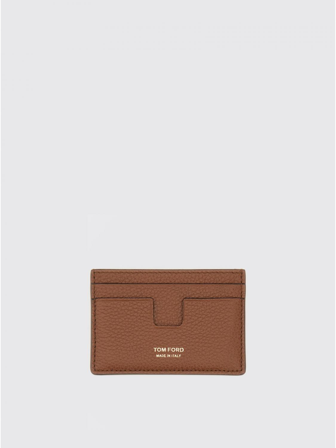TOM FORD PORTAFOGLIO: Portacarte in pelle di vitello martellata Tom Ford, Marrone - Img 1