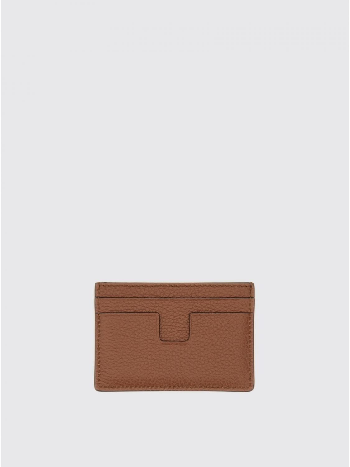 TOM FORD PORTAFOGLIO: Portacarte in pelle di vitello martellata Tom Ford, Marrone - Img 2