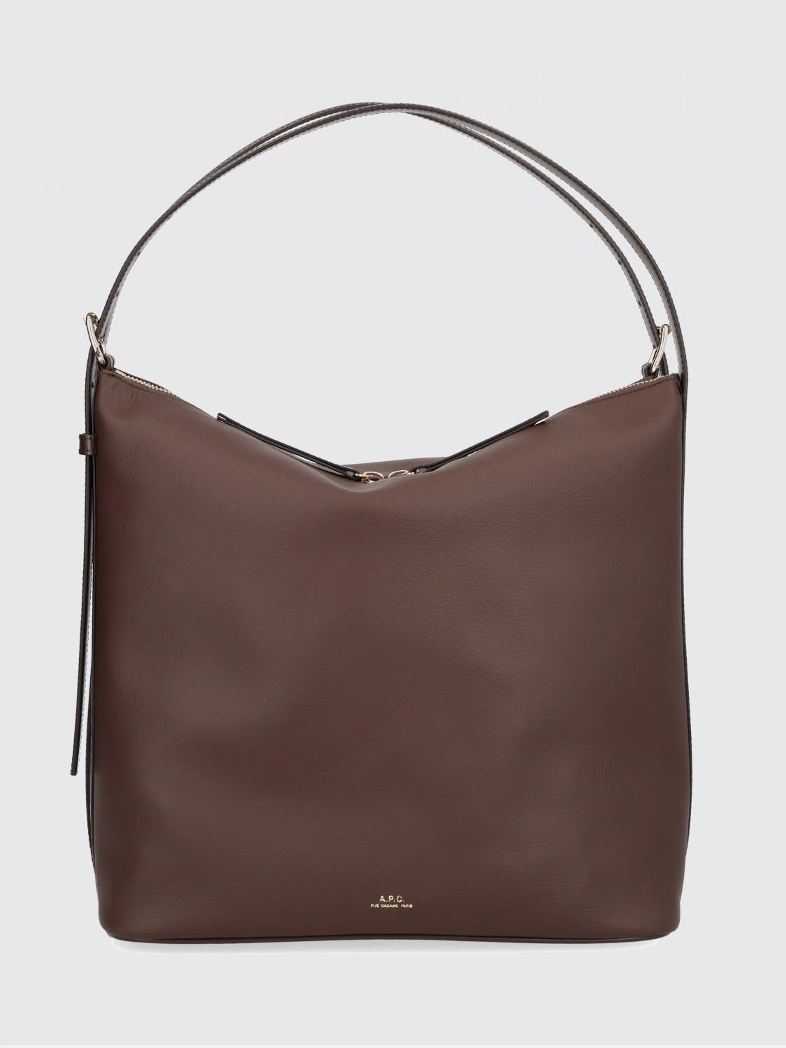 A.P.C. BORSA A SPALLA: Borsa Vera A.P.C. in pelle martellata, Tortora - Img 2