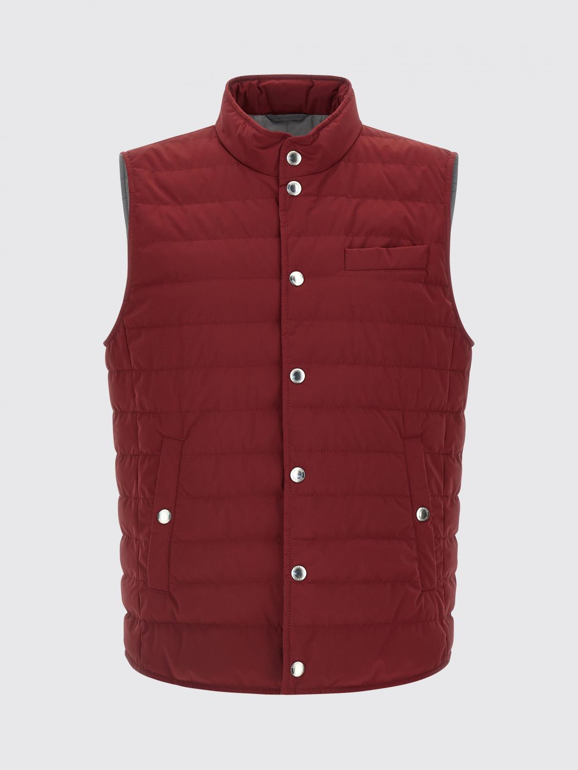 BRUNELLO CUCINELLI SUIT VEST: Jacket men Brunello Cucinelli, Burgundy - Img 1