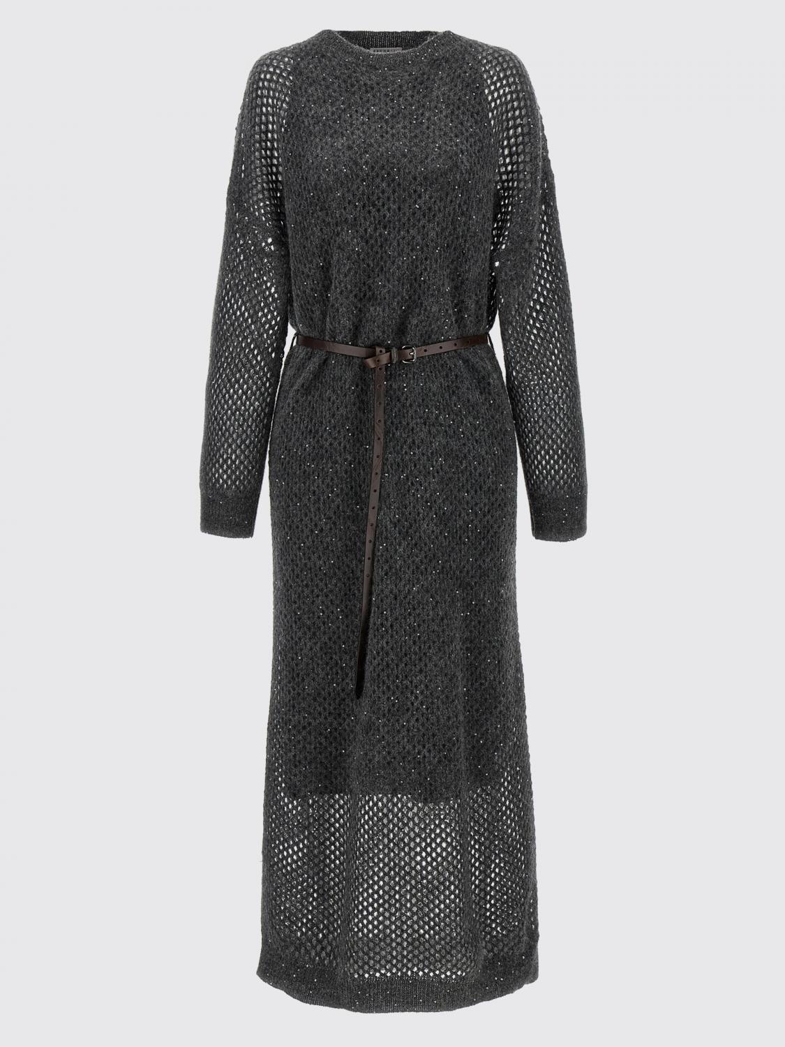 BRUNELLO CUCINELLI ABITO: Abito Brunello Cucinelli in maglia di misto lana , Grigio - Img 1