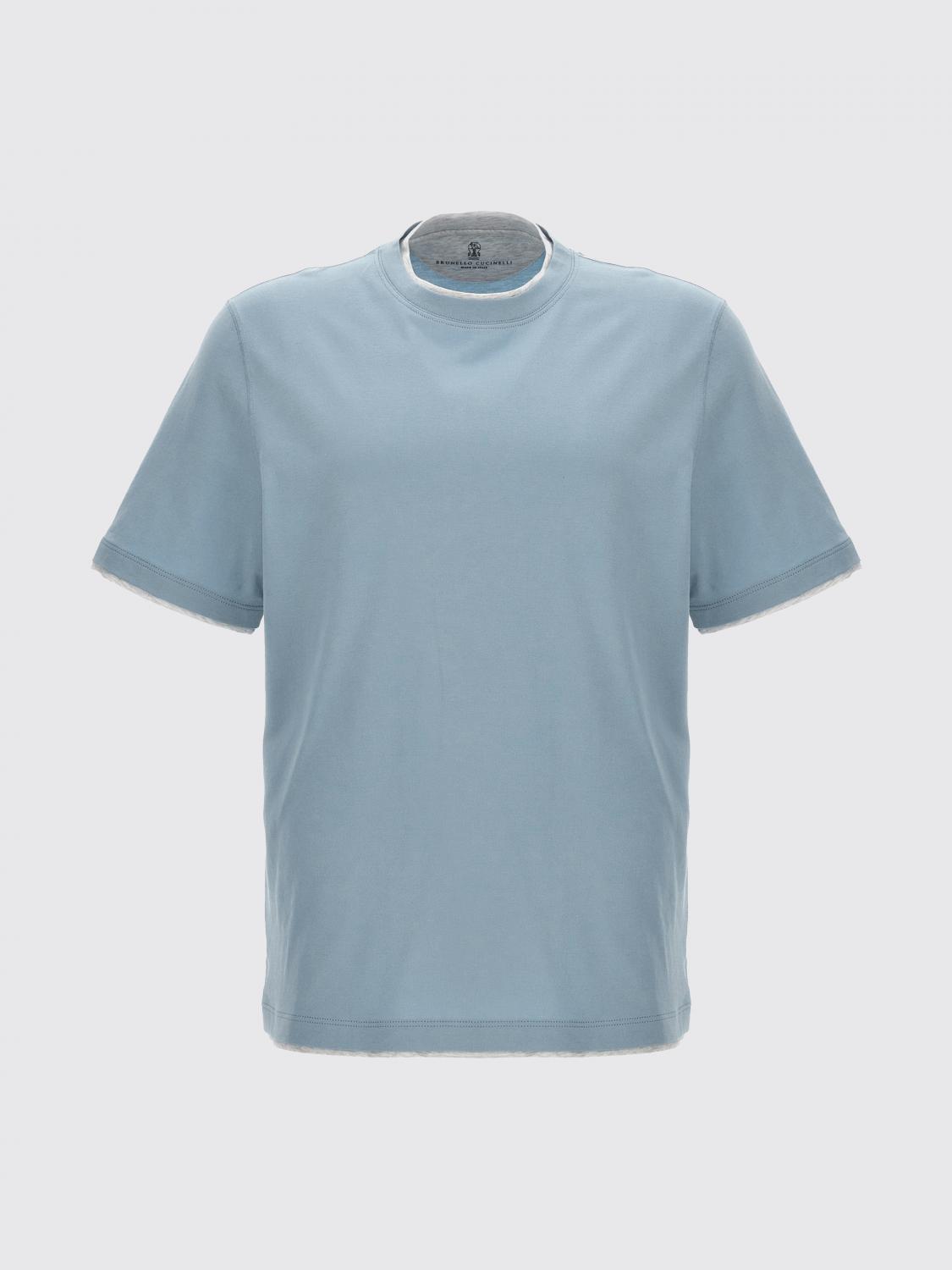 BRUNELLO CUCINELLI T-SHIRT: T-shirt herren Brunello Cucinelli, Blau - Img 1