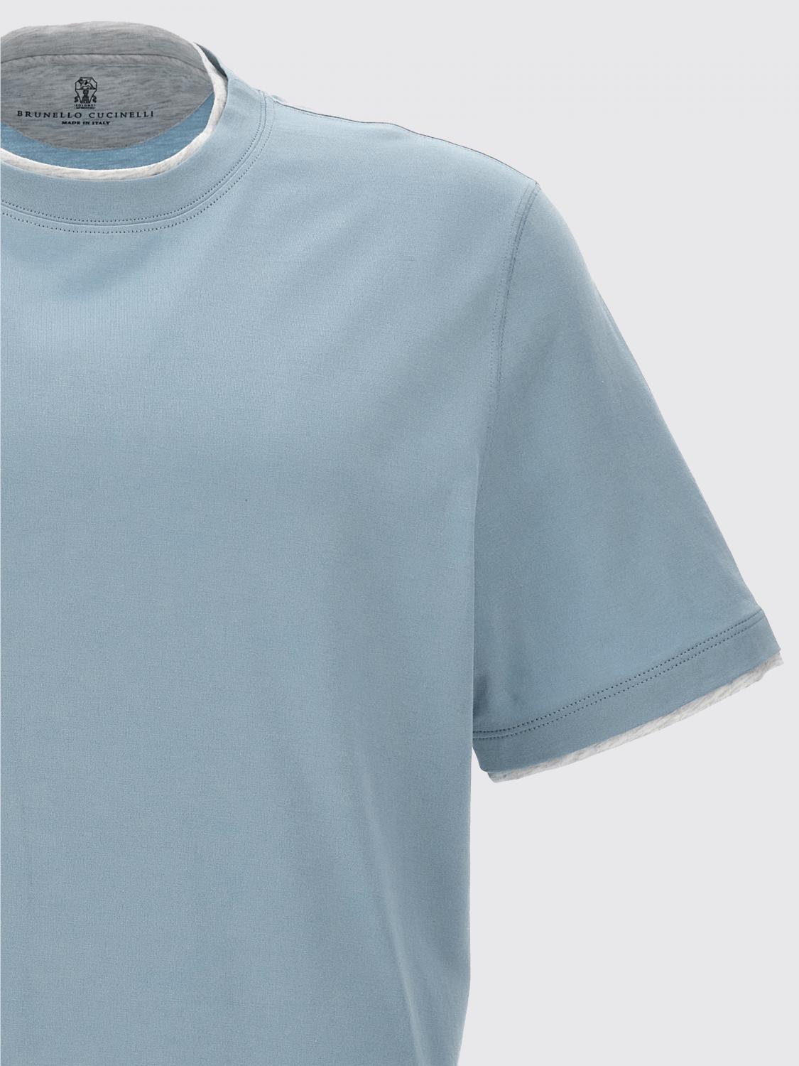 BRUNELLO CUCINELLI T-SHIRT: T-shirt herren Brunello Cucinelli, Blau - Img 3