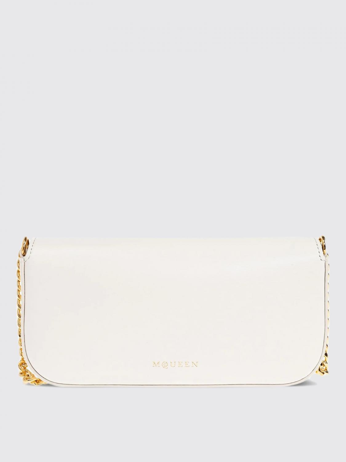 MCQUEEN BORSA MINI: Borsa Skull Flower McQueen in pelle palmellata , Bianco - Img 2