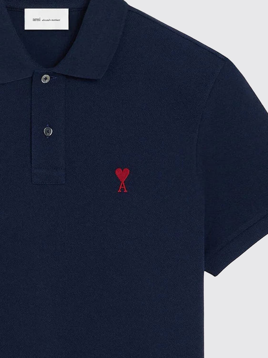 AMI PARIS POLO: Polo in cotone con logo Ami Paris, Blue - Img 3