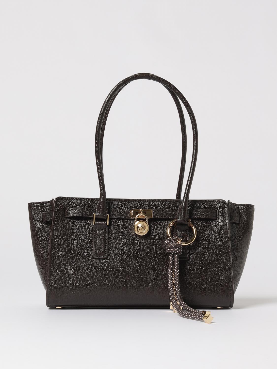 MICHAEL KORS BORSA A SPALLA: Borsa a spalla in pelle Hamilton piccola Michael Kors, Cacao - Img 1