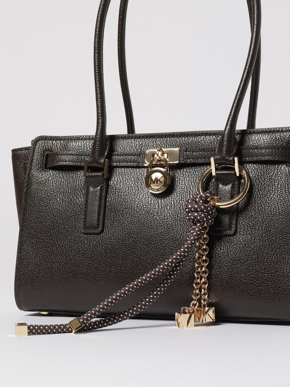 MICHAEL KORS BORSA A SPALLA: Borsa a spalla in pelle Hamilton piccola Michael Kors, Cacao - Img 3