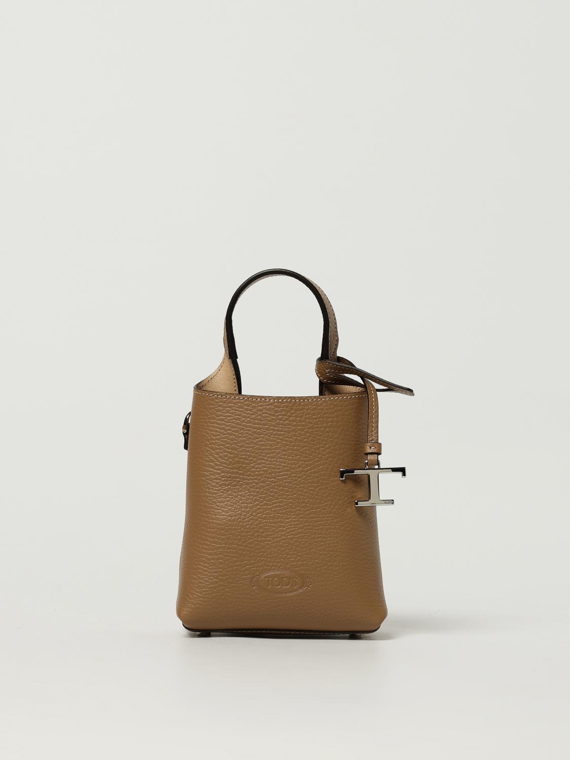 TOD'S BORSA MINI: Borsa a mano in pelle di vitello a grana Tod's, Beige - Img 1