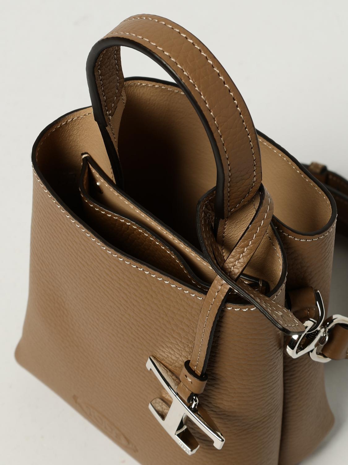 TOD'S BORSA MINI: Borsa a mano in pelle di vitello a grana Tod's, Beige - Img 4