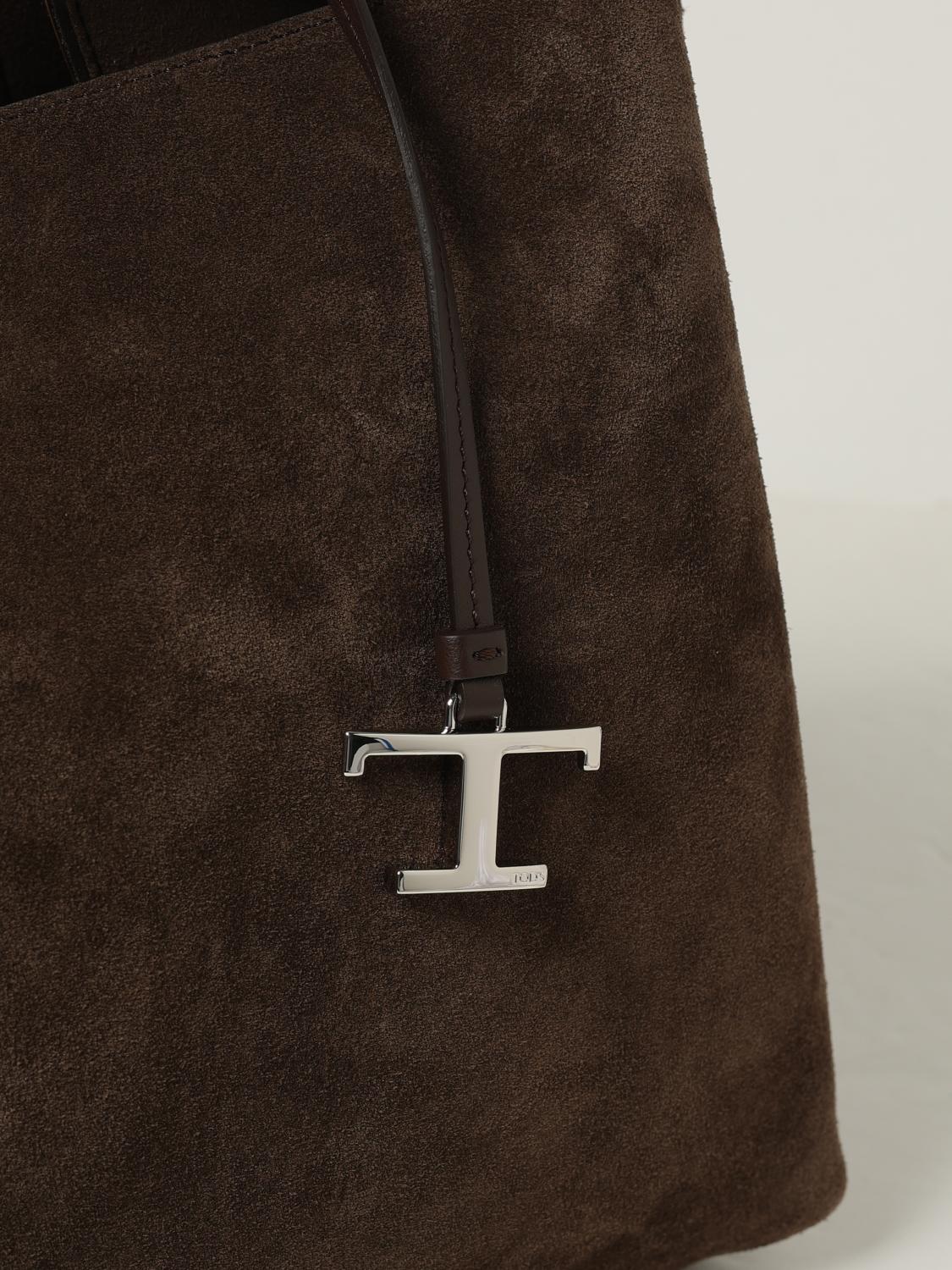 TOD'S BORSA A SPALLA: Borsa a spalla in pelle di vitello scamosciata Tod's, Marrone - Img 3