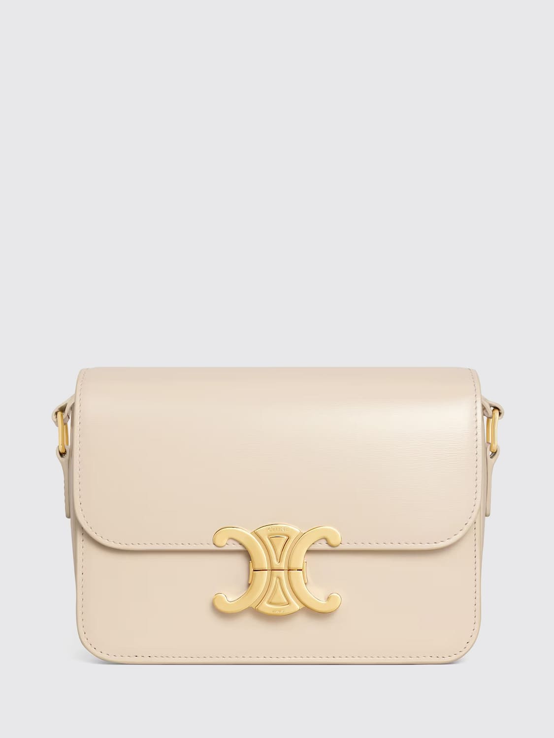 CELINE BORSA MINI: Borsa Teen Triomphe Celine in pelle, Crema - Img 1