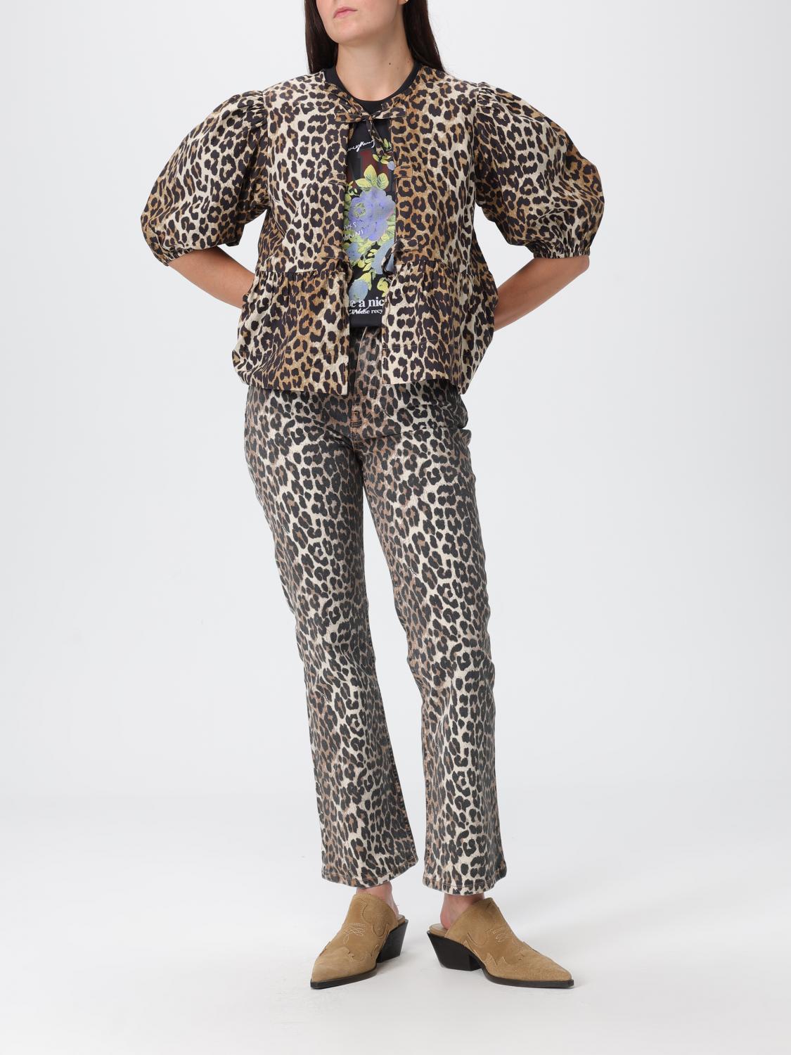 GANNI: Pants woman - Brown | Ganni pants J1059 online at