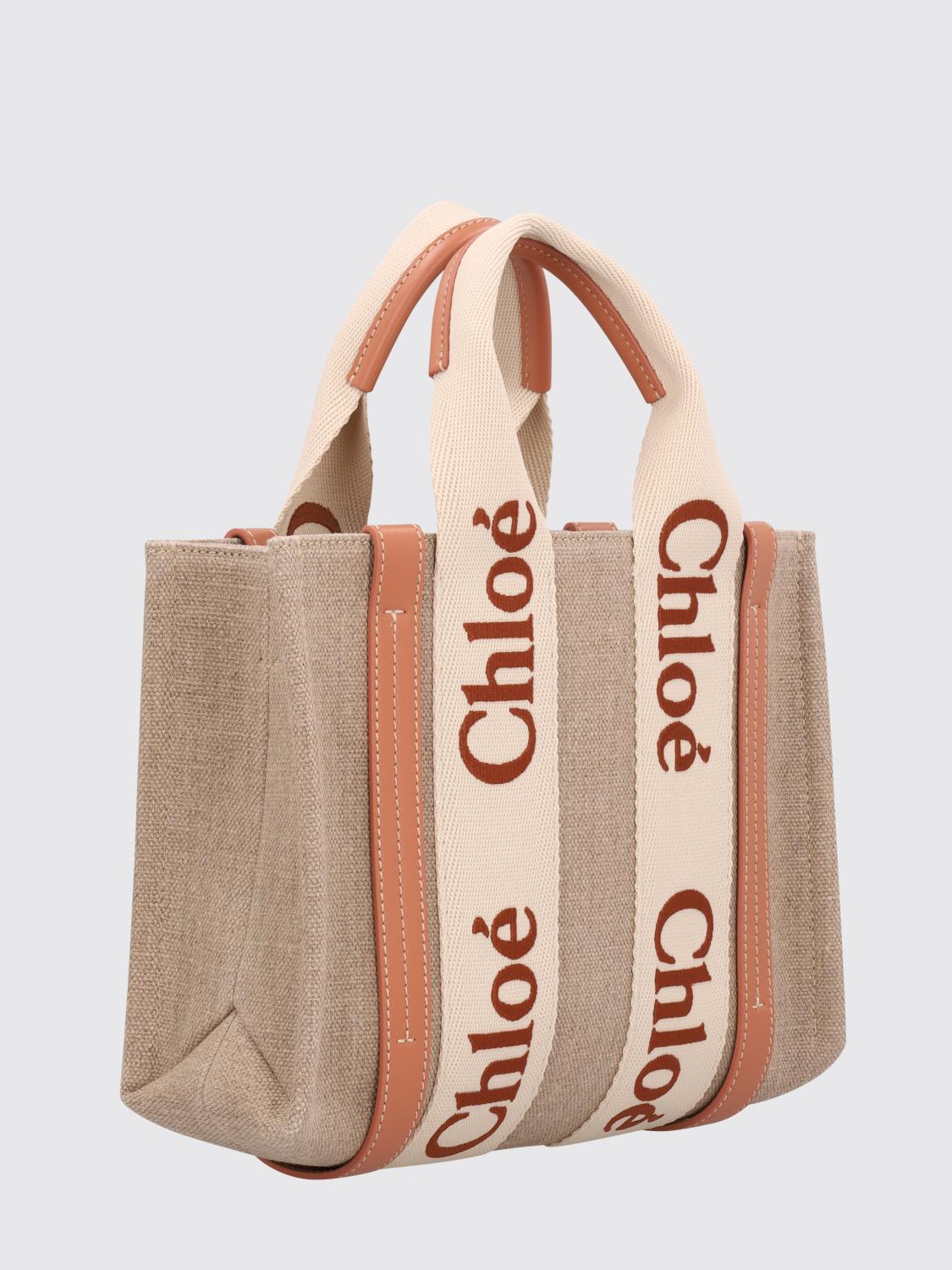 CHLOÉ BORSA A MANO: Borsa Small Woody Chloé in canvas con logo ricamato , Arancione - Img 2