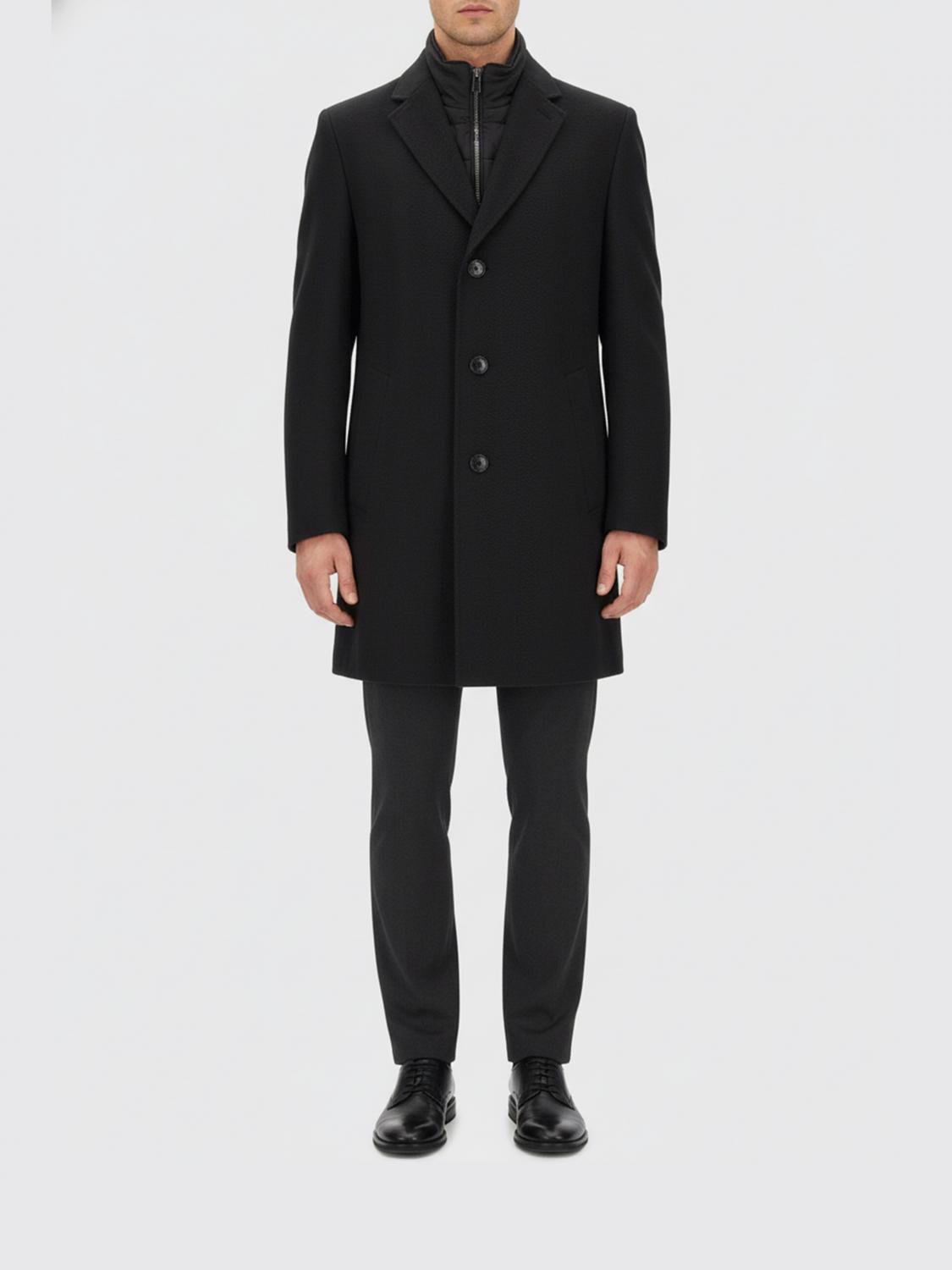 BOSS CAPPOTTO: Cappotto a monopetto con pettorina Boss, Nero - Img 1