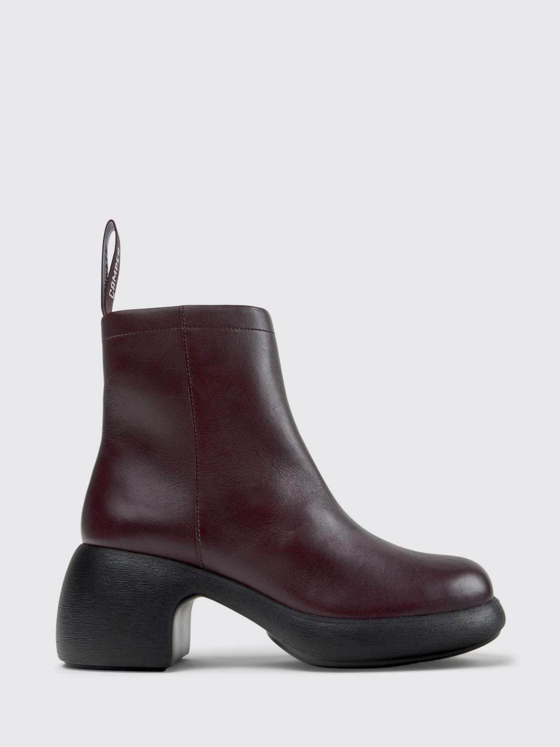 CAMPER: Flat ankle boots woman Burgundy Camper flat ankle boot