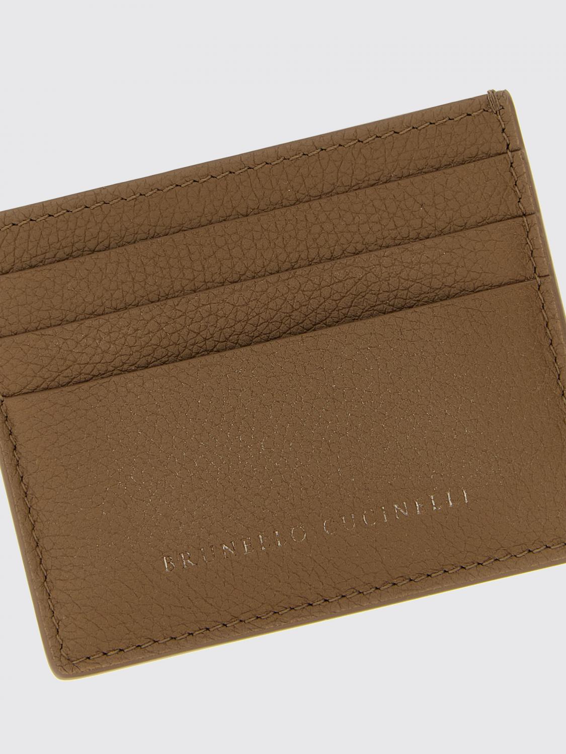 BRUNELLO CUCINELLI PORTAFOGLIO: Portacarte di credito Brunello Cucinelli in pelle, Marrone - Img 3