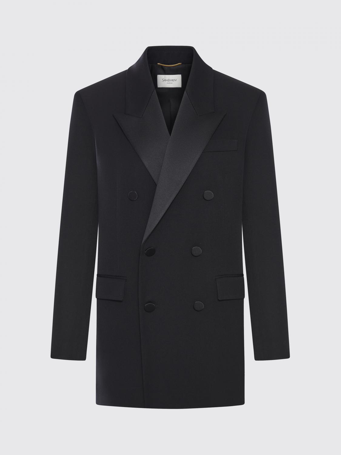 SAINT LAURENT GIACCA: Blazer a doppiopetto di lana Saint Laurent, Nero - Img 2
