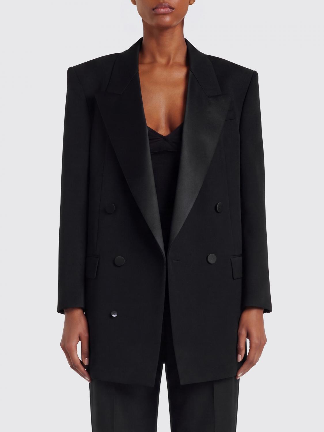 SAINT LAURENT GIACCA: Blazer a doppiopetto di lana Saint Laurent, Nero - Img 1