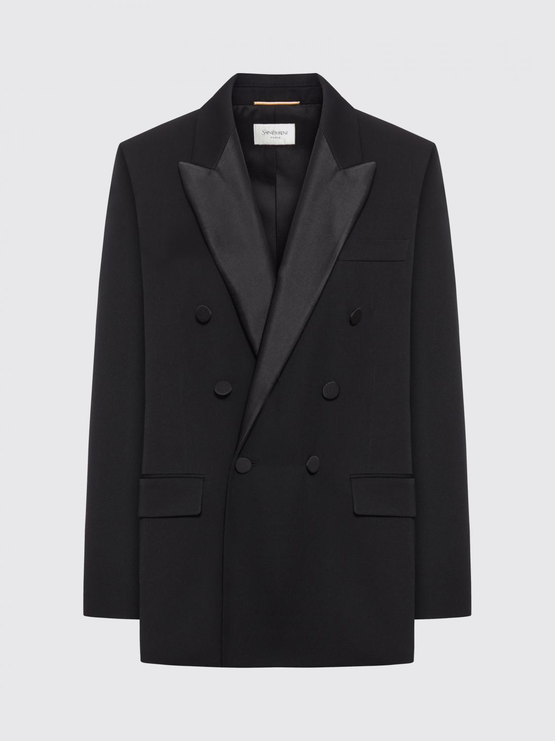SAINT LAURENT GIACCA: Blazer a doppiopetto di lana Saint Laurent, Nero - Img 2