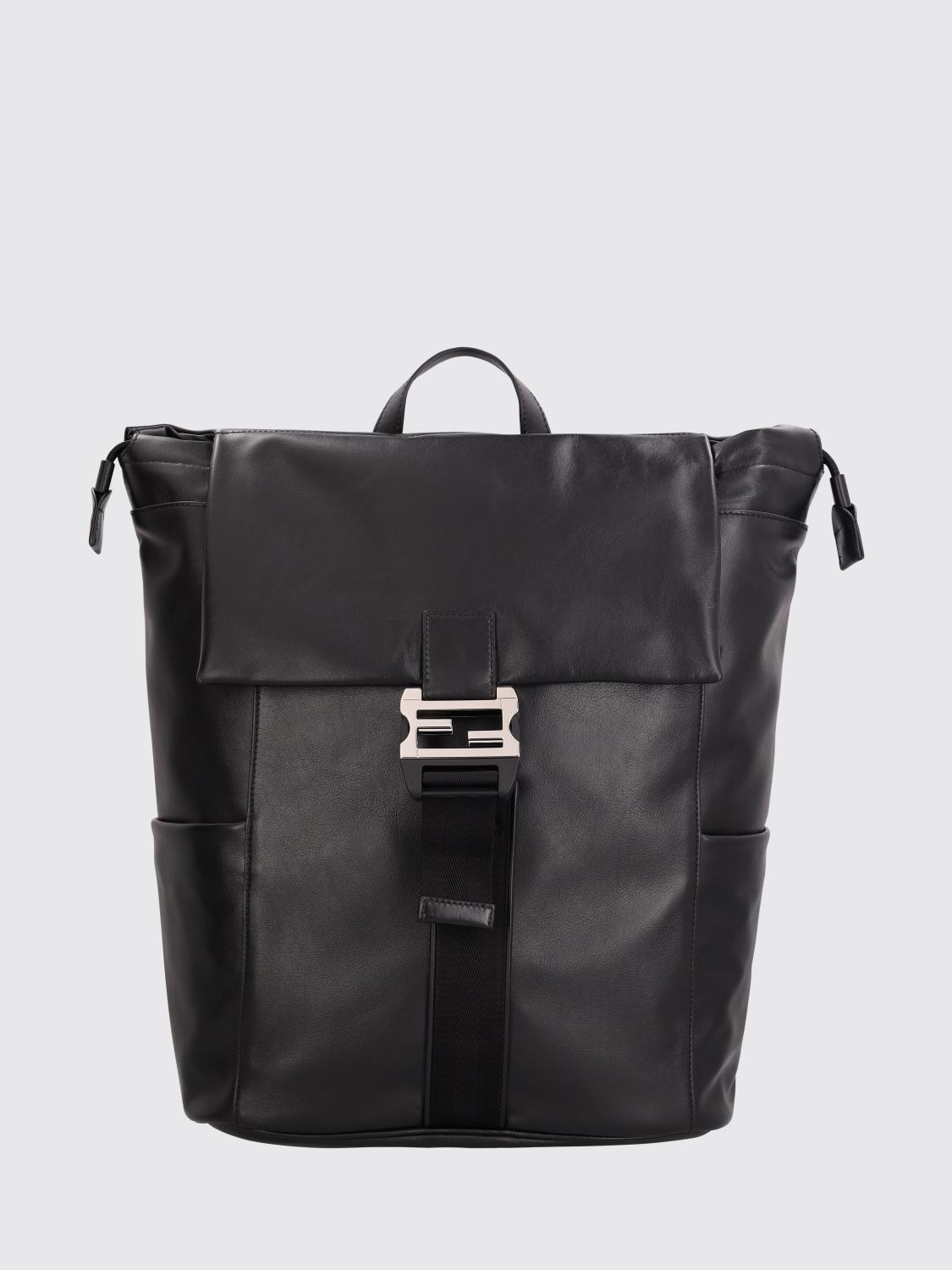 FENDI バックパック: Fendi Flux レザーとメッシュのバックパック, ブラック - Img 1