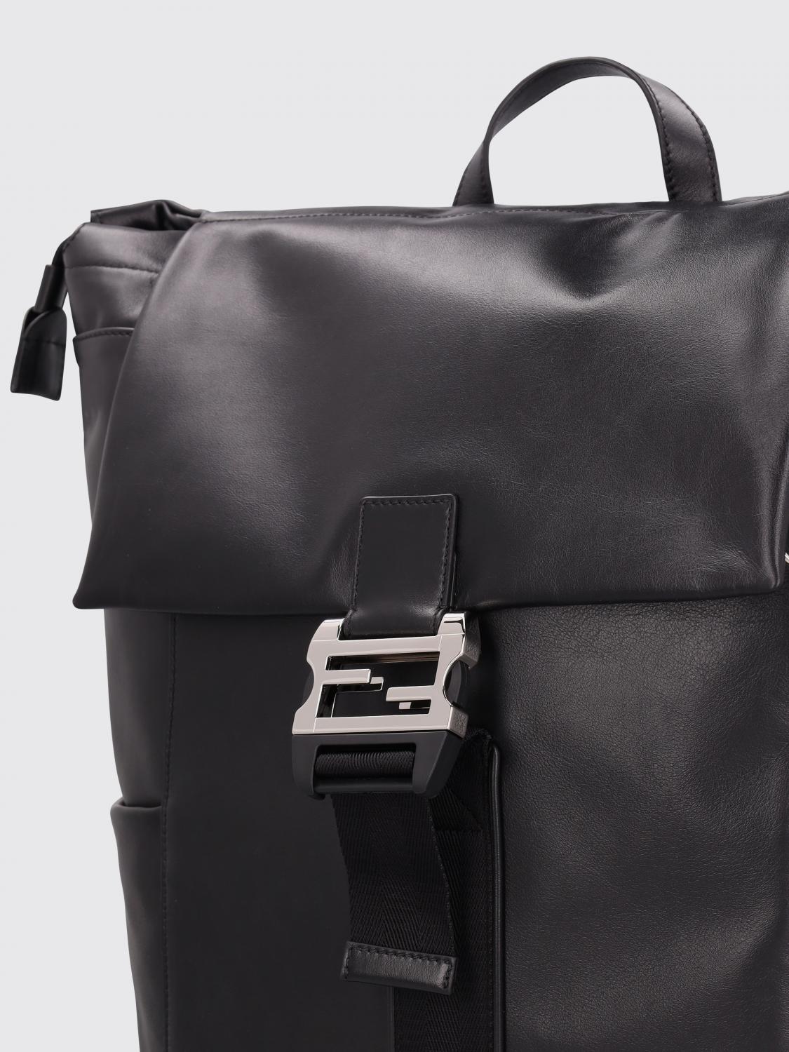 FENDI バックパック: Fendi Flux レザーとメッシュのバックパック, ブラック - Img 3