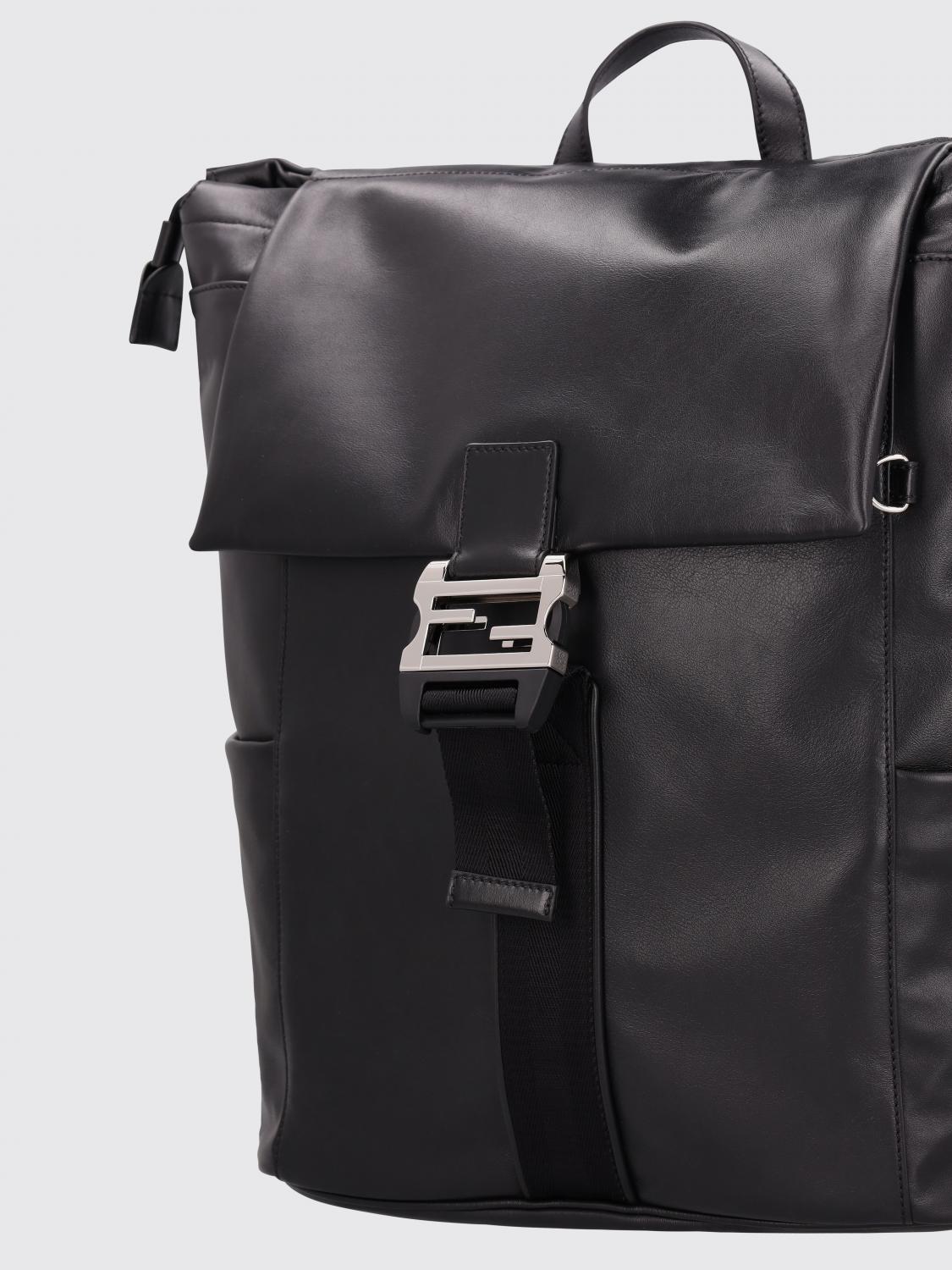 FENDI バックパック: Fendi Flux レザーとメッシュのバックパック, ブラック - Img 4