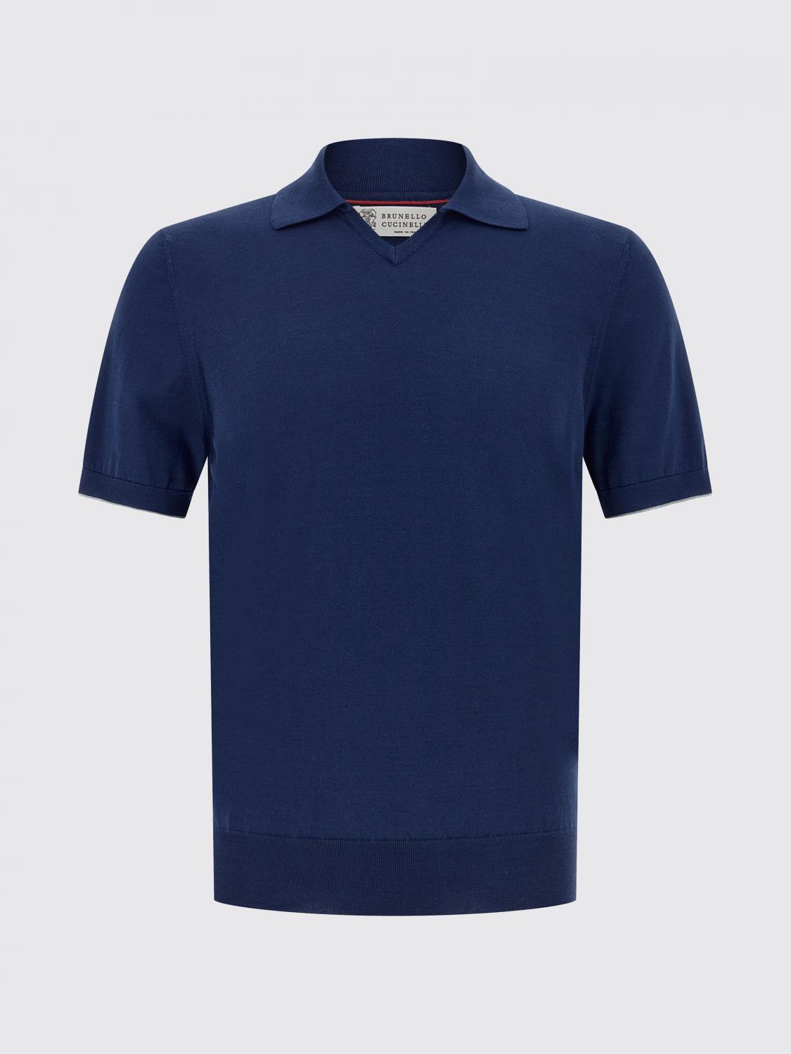 BRUNELLO CUCINELLI POLO: Polo in maglia di cotone Brunello Cucinelli, Blue - Img 2