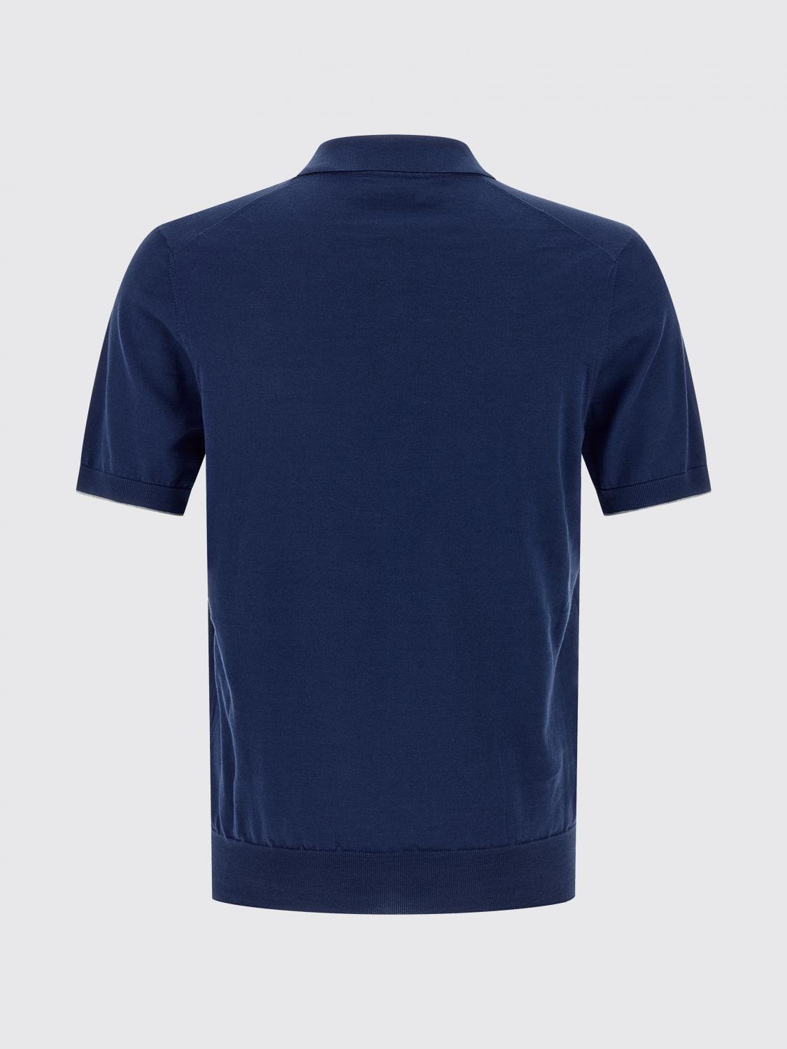BRUNELLO CUCINELLI POLO: Polo in maglia di cotone Brunello Cucinelli, Blue - Img 3