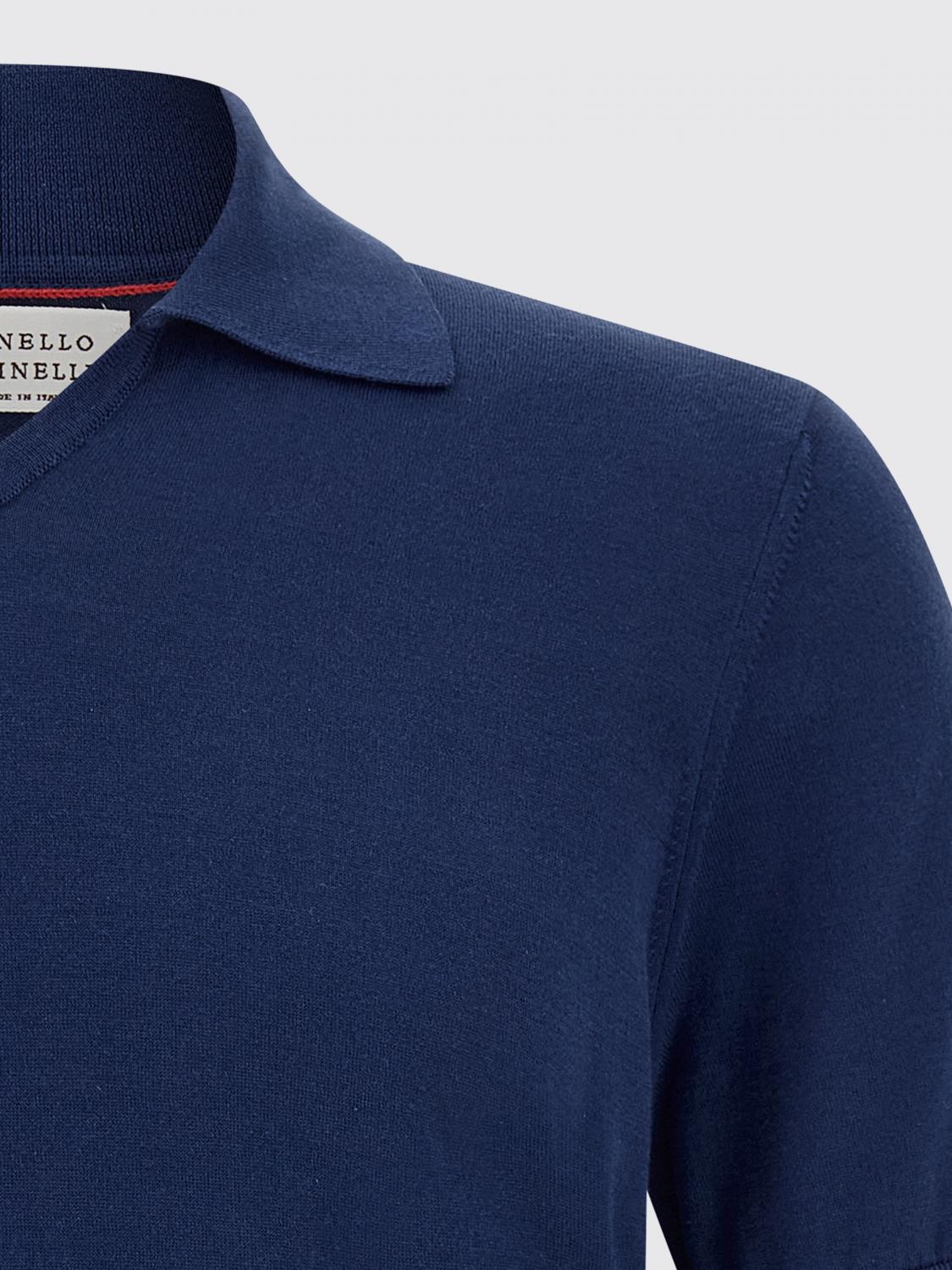 BRUNELLO CUCINELLI POLO: Polo in maglia di cotone Brunello Cucinelli, Blue - Img 4