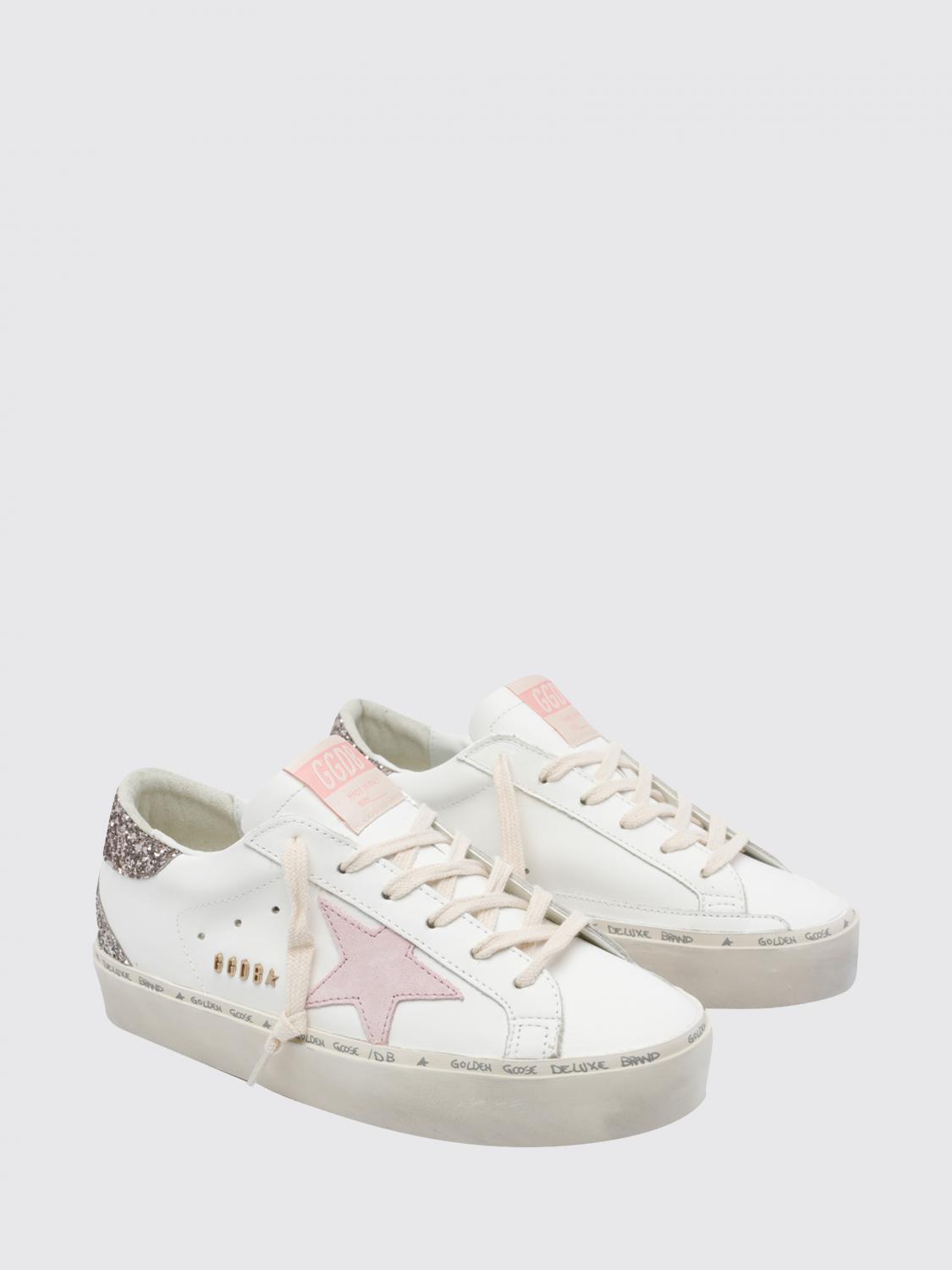 GOLDEN GOOSE SNEAKERS: Sneakers Hi Star Golden Goose in pelle e glitter , Bianco - Img 2
