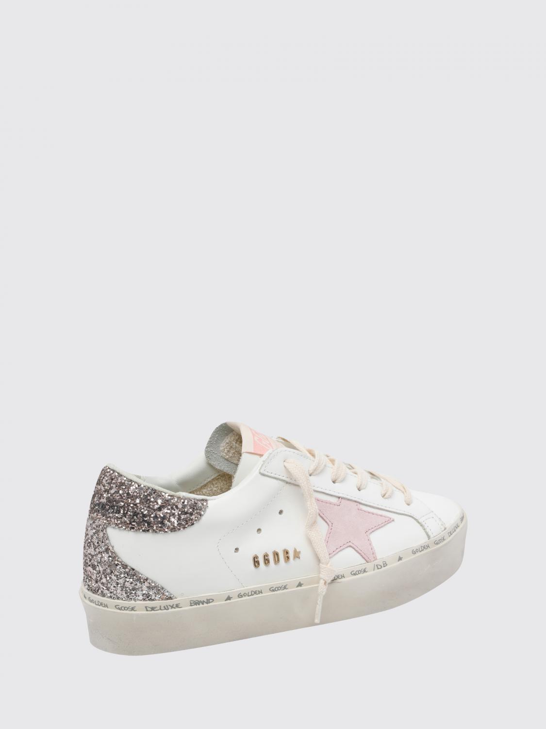 GOLDEN GOOSE SNEAKERS: Sneakers Hi Star Golden Goose in pelle e glitter , Bianco - Img 3