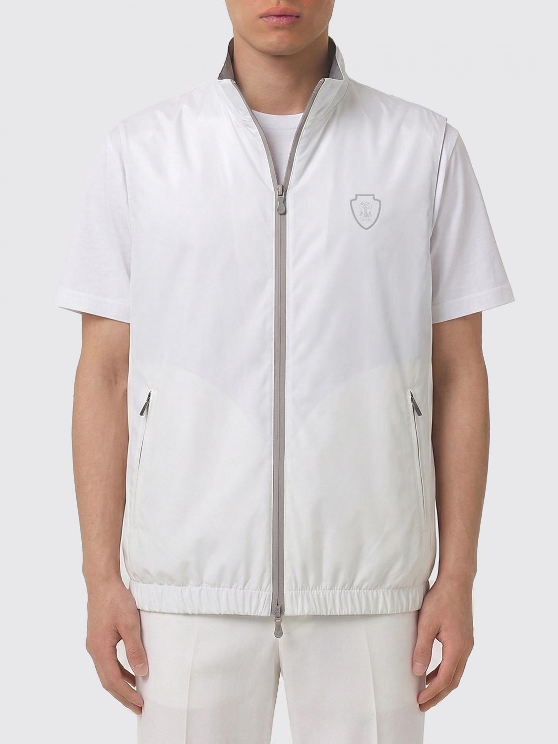 BRUNELLO CUCINELLI スーツベスト: Brunello Cucinelli ロゴ入りナイロンベスト, ホワイト - Img 1