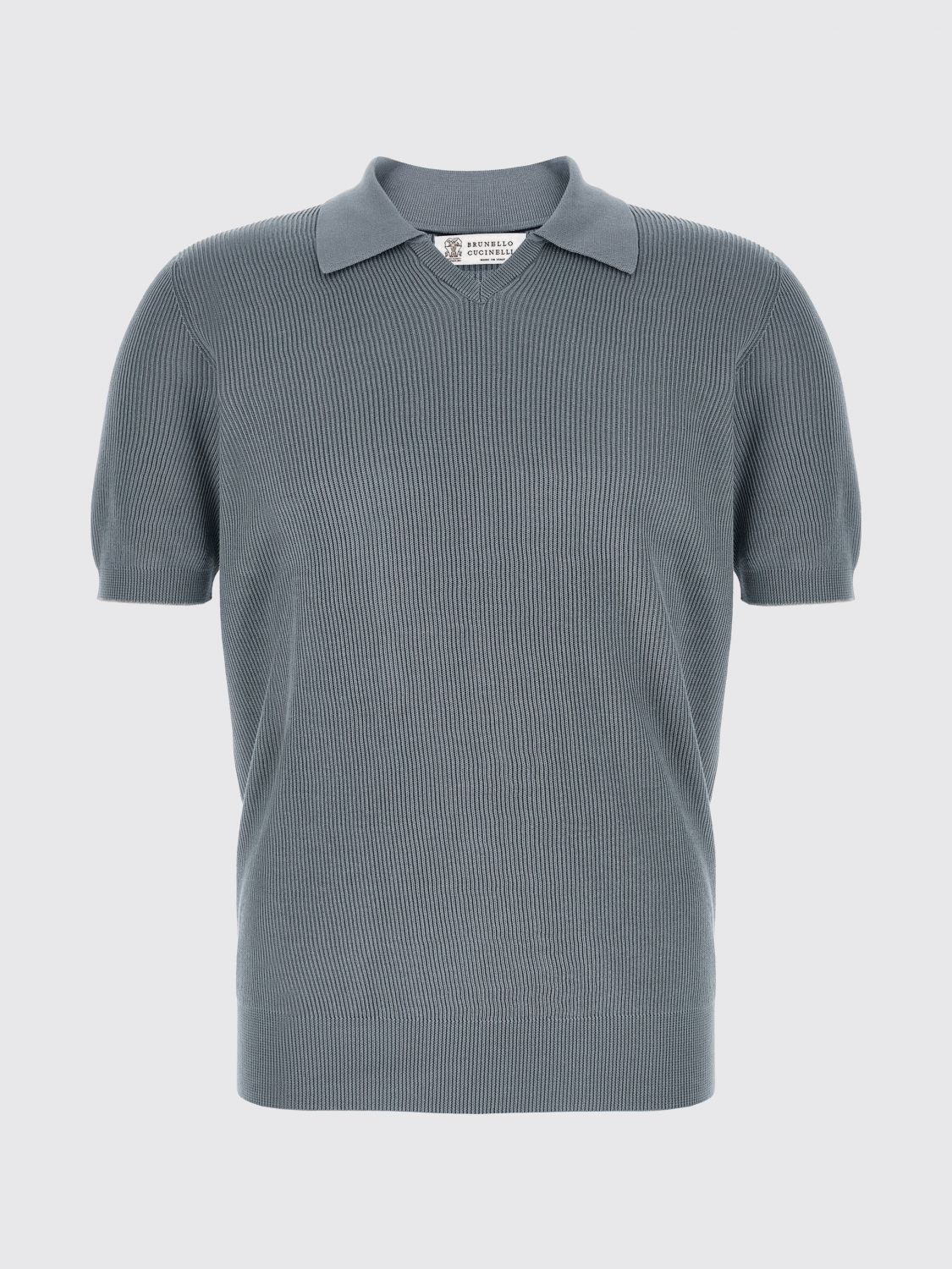 BRUNELLO CUCINELLI 毛衣: Brunello Cucinelli 针织Polo衫, 蓝色 - Img 2