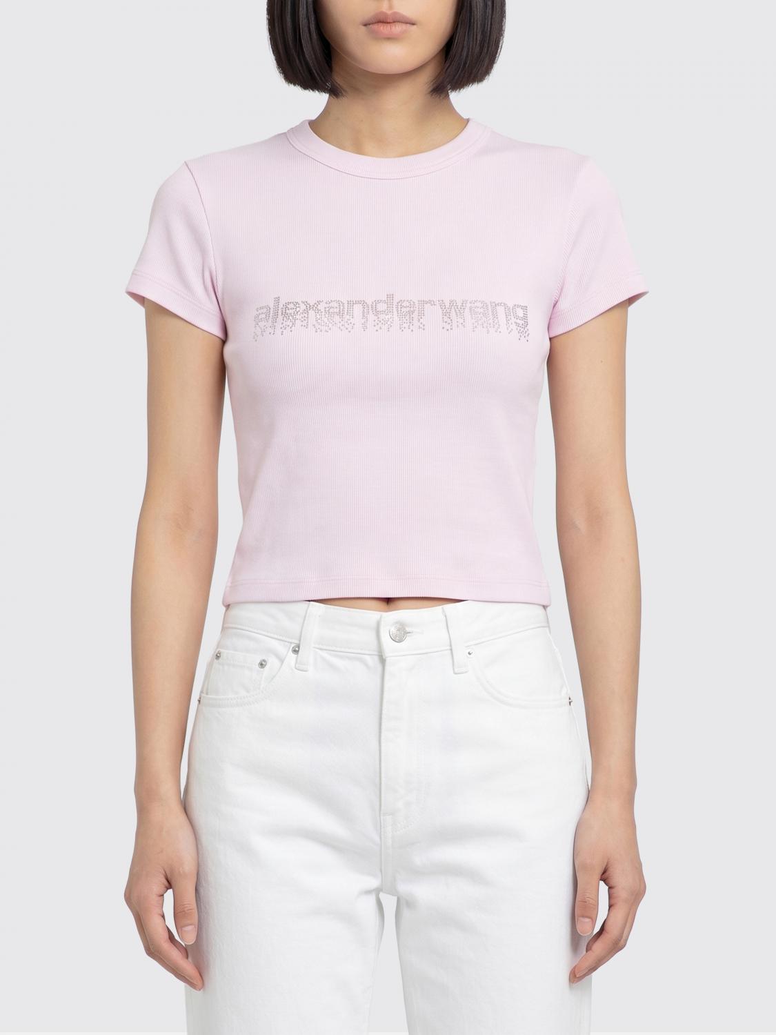 ALEXANDER WANG CAMISETA: Camisetas Alexander Wang de algodón con logo, Rosa - Img 1
