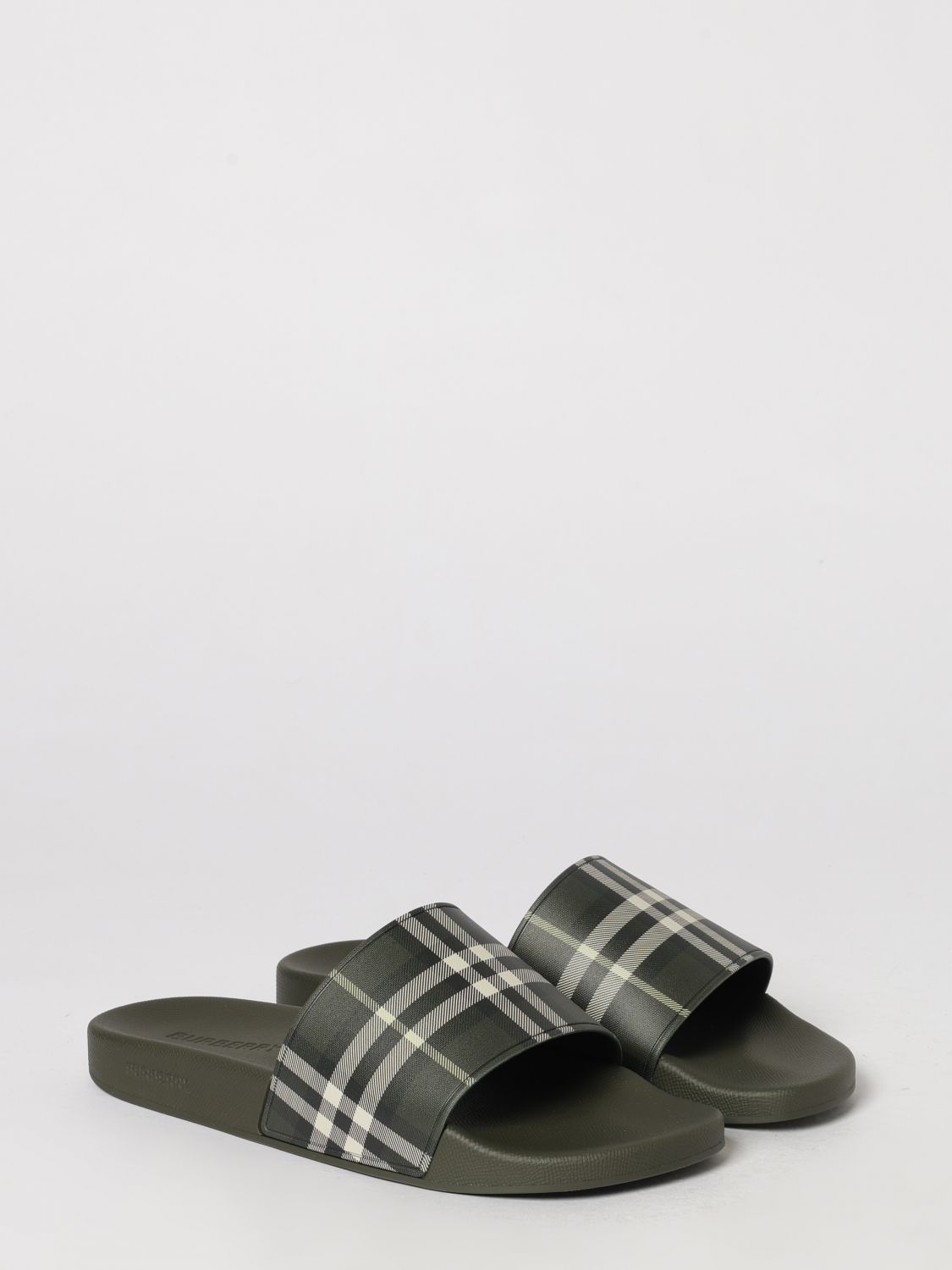 BURBERRY SANDALI: Sliders Burberry in gomma stampa check , Nero - Img 2