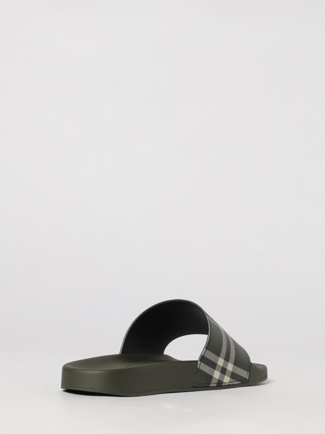 BURBERRY SANDALI: Sliders Burberry in gomma stampa check , Nero - Img 3