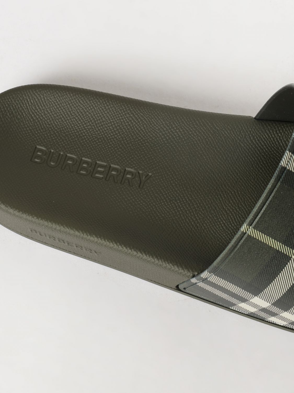 BURBERRY SANDALI: Sliders Burberry in gomma stampa check , Nero - Img 4
