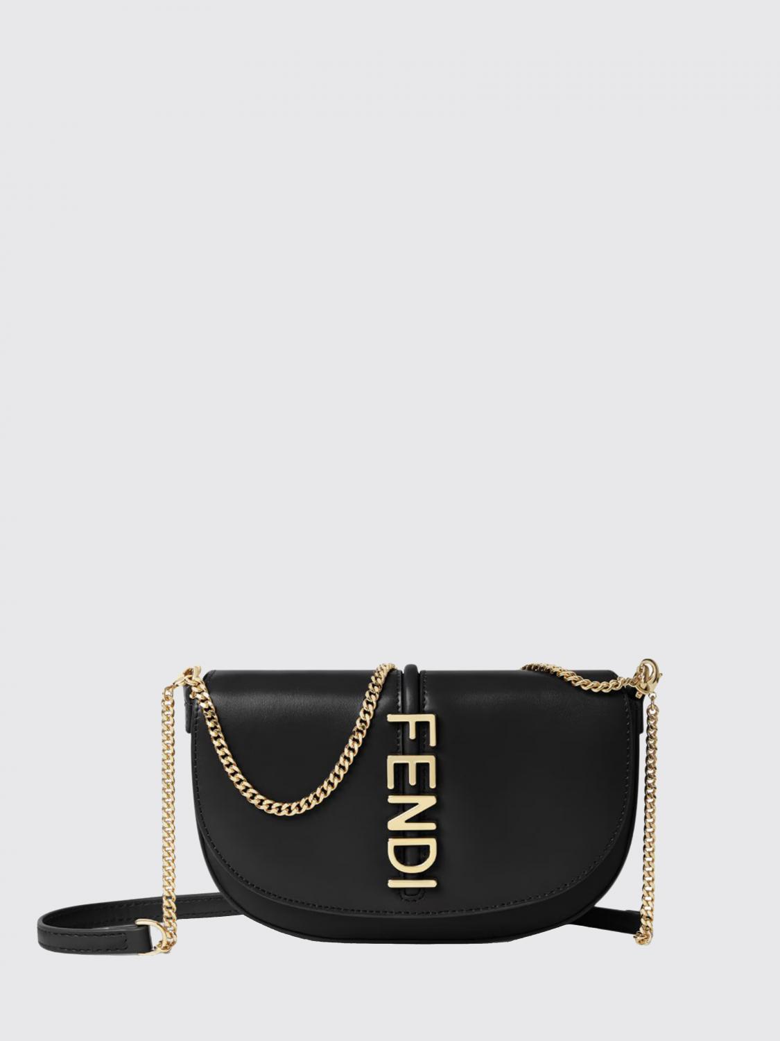 FENDI BORSA A SPALLA: Wallet on Chain Fendigraphy Fendi in pelle , Nero - Img 1