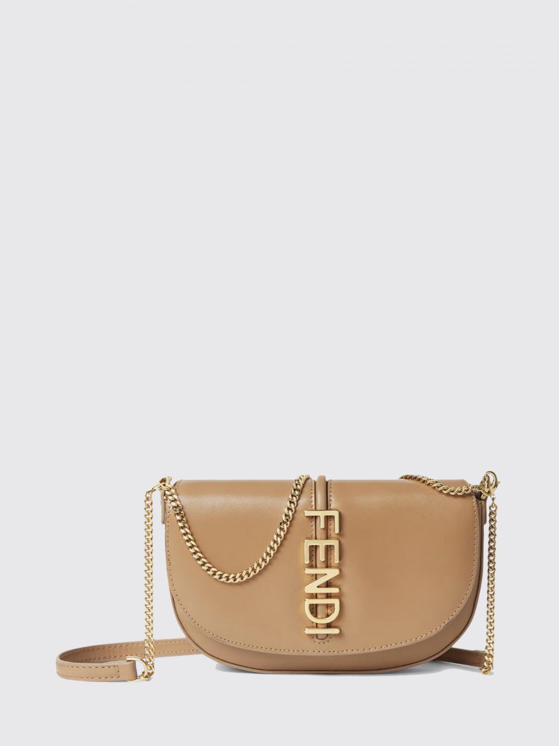 FENDI BORSA A SPALLA: Wallet on Chain Fendigraphy Fendi in pelle , Marrone - Img 1