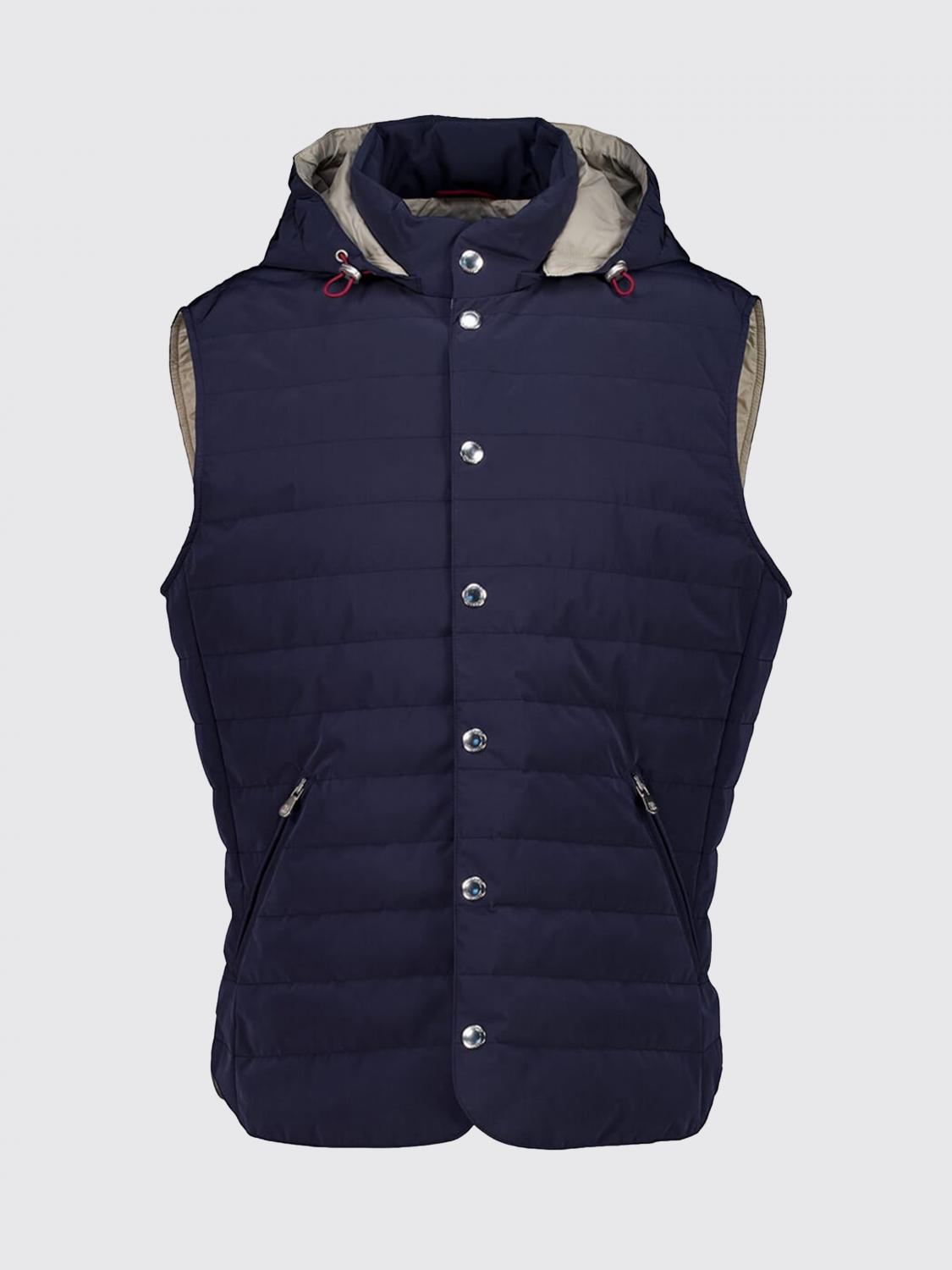BRUNELLO CUCINELLI SUIT VEST: Brunello Cucinelli Nylon Quilted Hooded Vest, Blue - Img 2