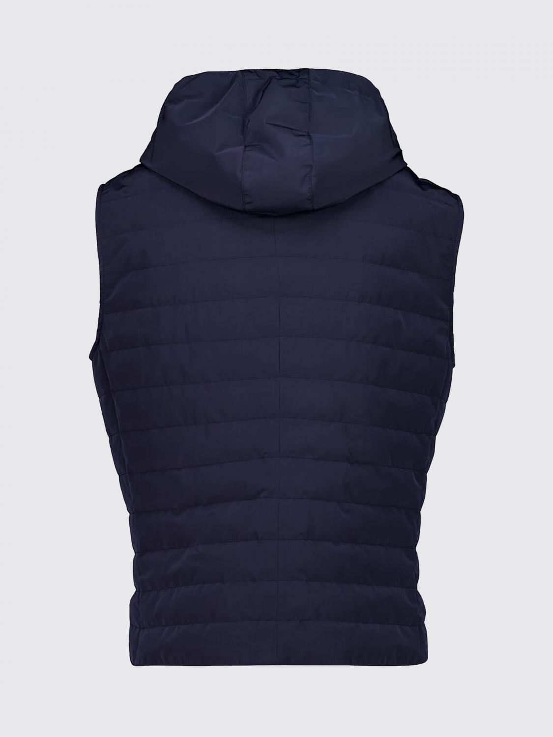 BRUNELLO CUCINELLI SUIT VEST: Brunello Cucinelli Nylon Quilted Hooded Vest, Blue - Img 3