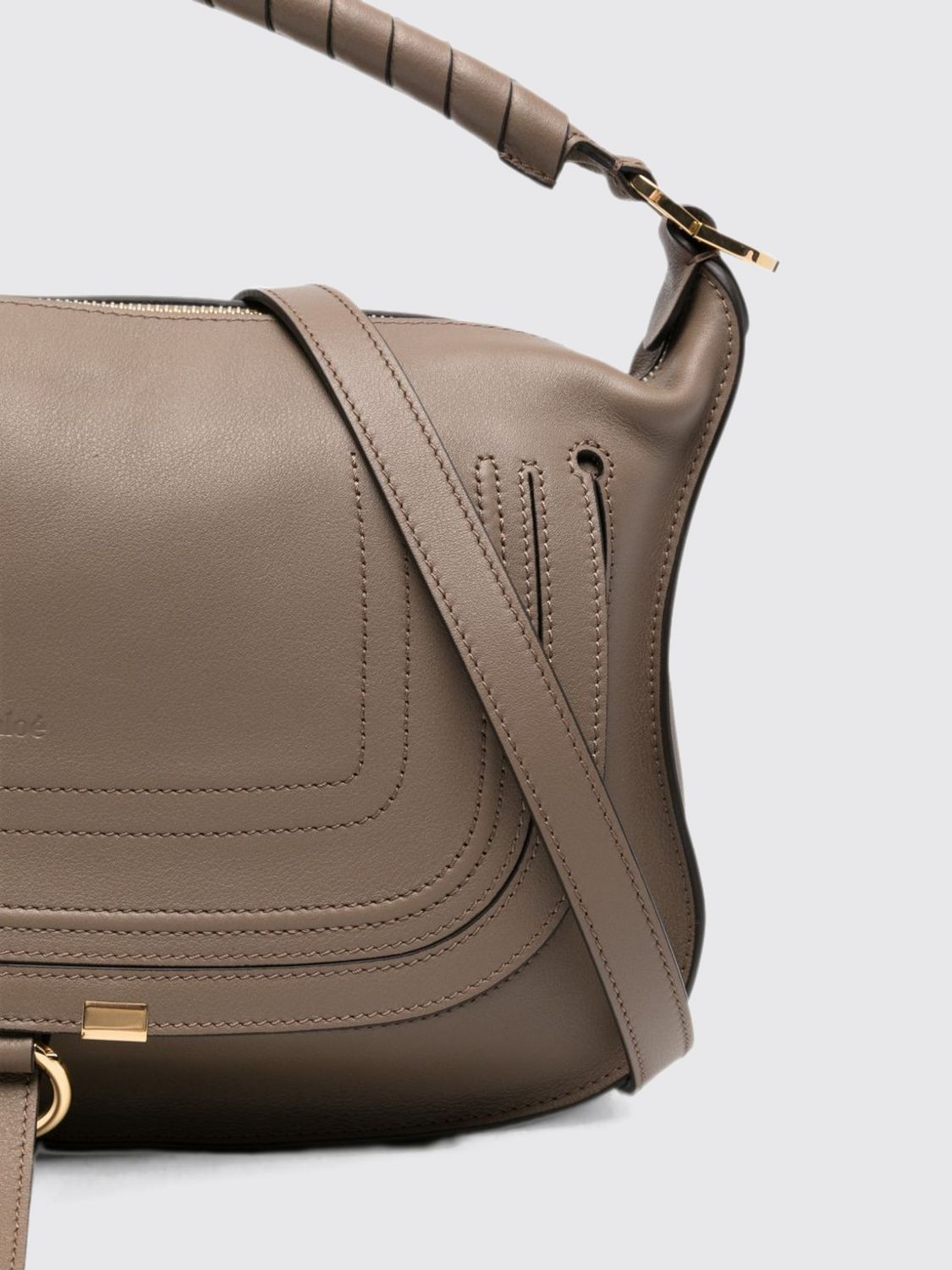CHLOÉ BORSA A SPALLA: Borsa Marcie Small Chloé in pelle , Grigio - Img 4
