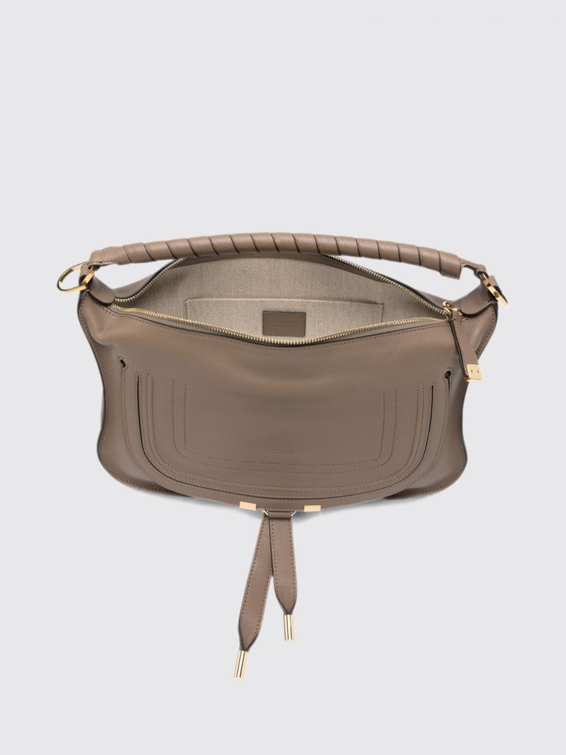 CHLOÉ BORSA A SPALLA: Borsa Marcie Small Chloé in pelle , Grigio - Img 5