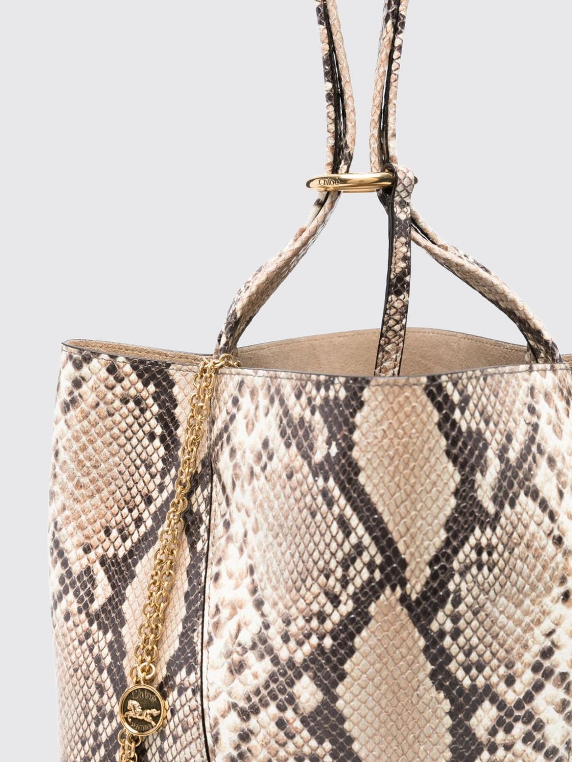 CHLOÉ BORSA A SPALLA: Borsa Marcie Small Chloé in pelle , Beige - Img 4